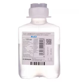 Натрію хлорид розчин ізотон 0.9% по 100 мл у флаконі 20 шт. - Б. Браун