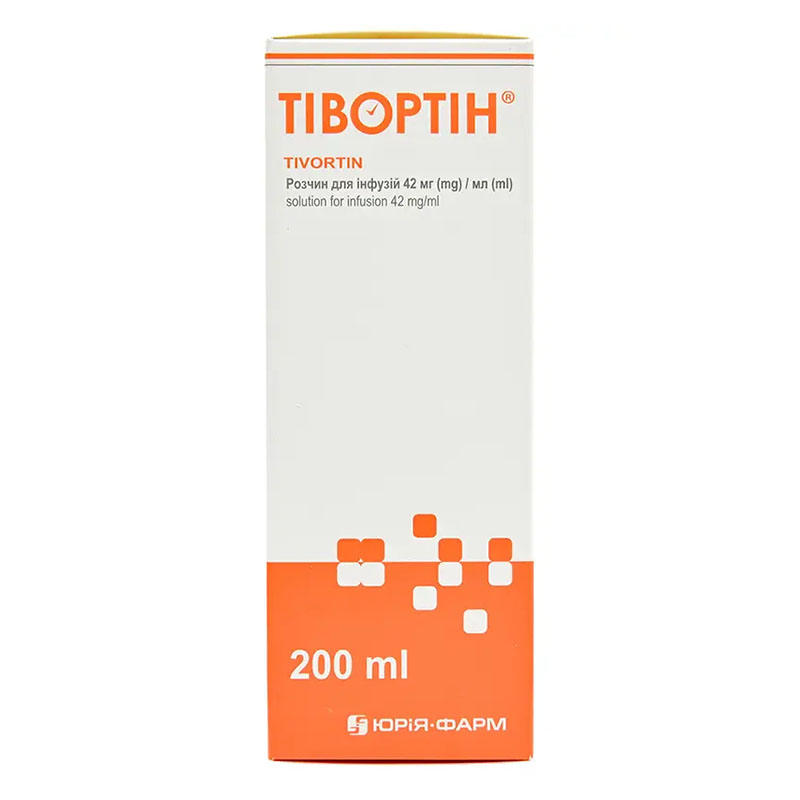 Тивортин раствор для инфузий 42 мг/мл по 200 мл во флаконе 1 шт. Тивортин раствор для инфузий 42 мг/мл по 200 мл во флаконе 1 шт.