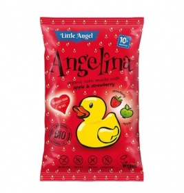Снеки кукурудзяні Angelina органічні яблуко-полуниця (БЕЗ ГЛЮТЕНУ) Little Angel 30г