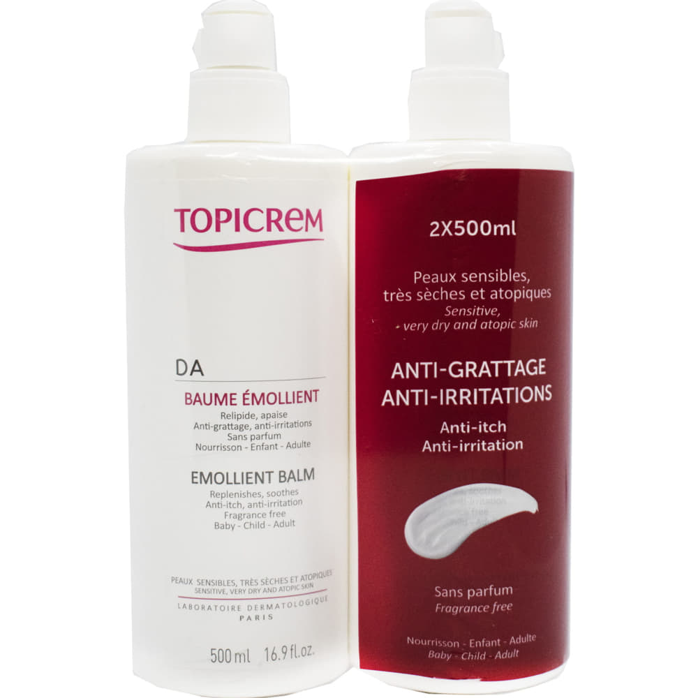 Набір Бальзам Toпікрем АД Пом'якшувальний для обличчя та тіла 2*500мл