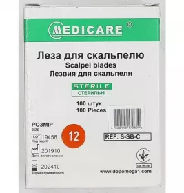 *Лезо д/скальпеля одн. Medicare з вуглецевої сталі р.12