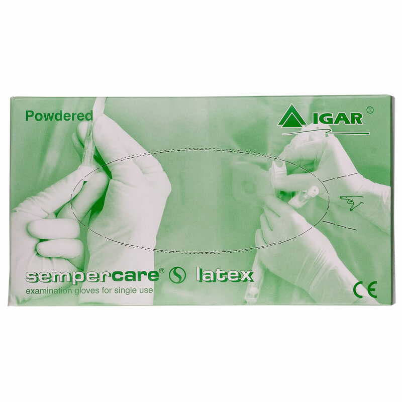 *Рукавички медичні латексні оглядові нестерильні припудрені р.7-8 Sempercare