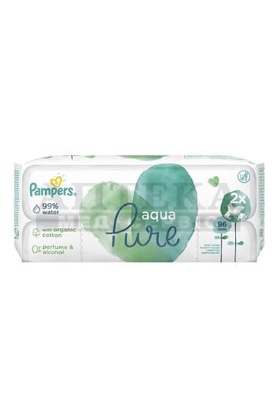 Серветки вологі Pampers дитячі Aqua Pure №2*48 ПрепакКор