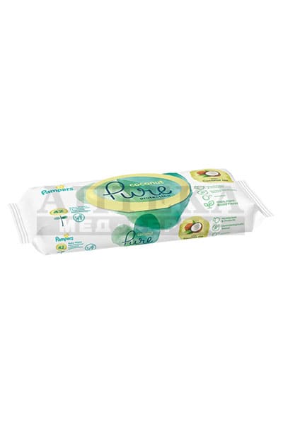 Серветки вологі Pampers дитячі Pure Protection Coconut №42 ПрепакКор