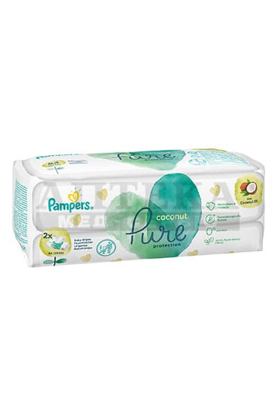 Серветки вологі Pampers дитячі Pure Protection Coconut №2*42 ПрепакКор