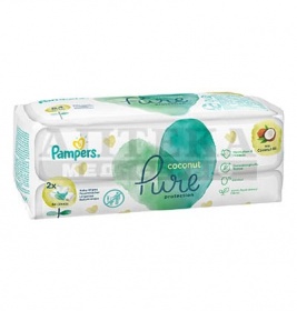 Серветки вологі Pampers дитячі Pure Protection Coconut №2*42 ПрепакКор