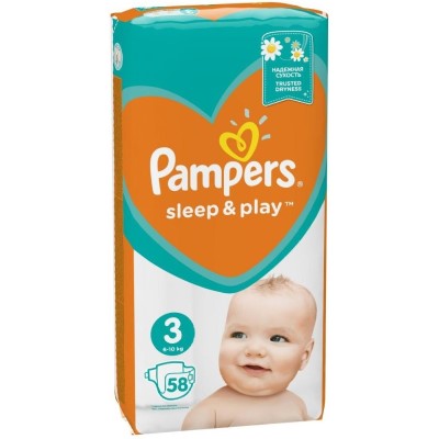 *Подгузники Pampers Sleep&Play Midi 6-10 кг 58шт. №1 *Подгузники Pampers Sleep&Play Midi 6-10 кг 58шт. №1