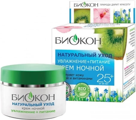 *Крем Біокон Нат.Догляд Зволоження + живлення нічний 25+ 50мл