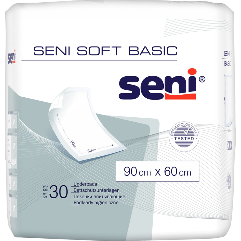 *Пеленки SENI Soft Basic впитывающие 90*60см №30 *Пеленки SENI Soft Basic впитывающие 90*60см №30