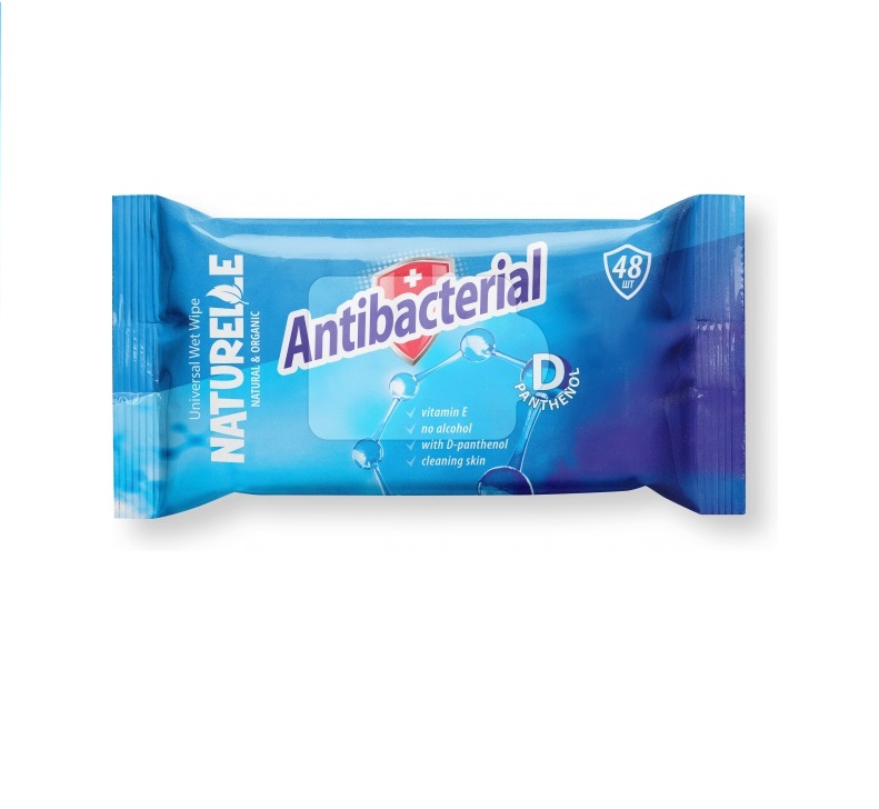 *Серветки вологі NATURELLE antibacterialn D-pantenol №48
