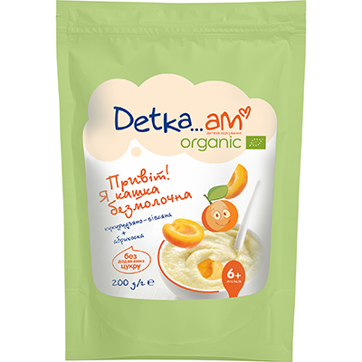 *Каша Detka Am Organic безмолочна кукурудзяно-вівсяна з абрикосом 200г