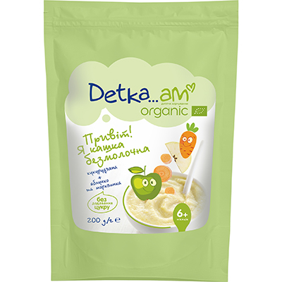 *Каша Detka Am Organic безмолочна кукурудзяна з яблуком і морквою 200г