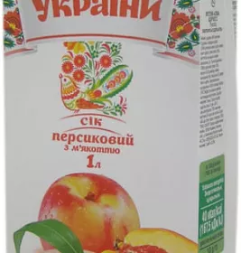 *Сік Соки України Персиковий  з мʼякоттю 0,2 л