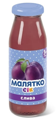 Сік Малятко сливовий з м'якоттю скло 175 мл