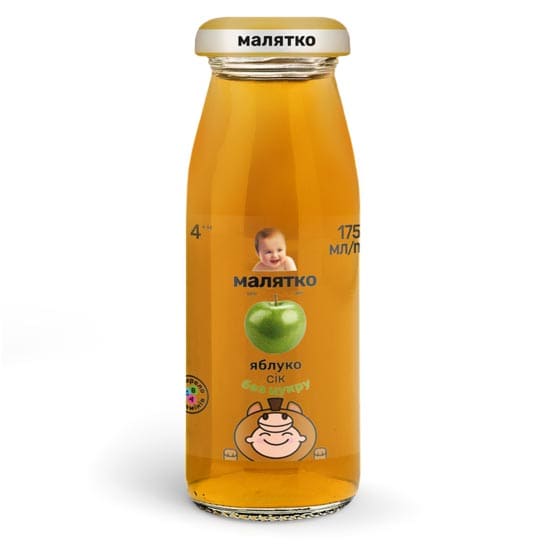 Сік Малятко яблуко скло 175мл