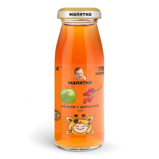 Сік Малятко яблуко-шипшина скло 175мл