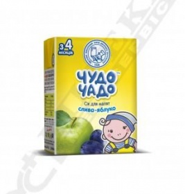 Сік Чудо-чадо яблучно-сливовий з м'якоттю, цукром і вітаміном С 200 мл