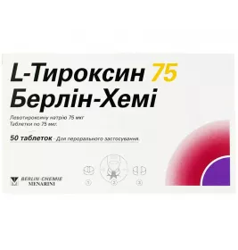 L-тироксин 75 Берлін-Хемі таблетки по 75 мкг 50 шт. (25х2)