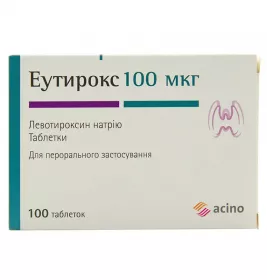 Еутирокс таблетки по 100 мкг 100 шт. (25х4)