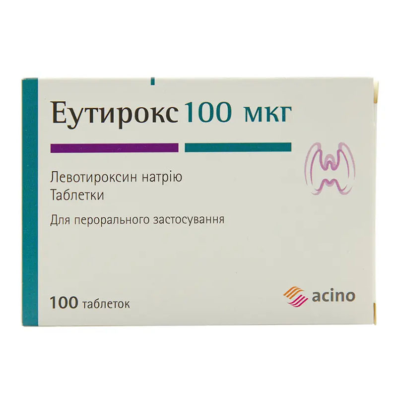Еутирокс таблетки по 100 мкг 100 шт. (25х4)