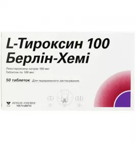 L-тироксин 100 Берлин-Хеми таблетки по 100 мкг 50 шт. (25х2)