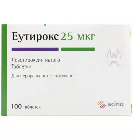 Эутирокс таблетки по 25 мкг 100 шт. (25х4)
