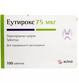 Эутирокс таблетки по 75 мкг 100 шт. (25х4)