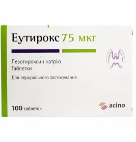 Еутирокс таблетки по 75 мкг 100 шт. (25х4)
