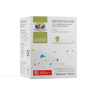 *Тест-смужки Bionime Rightest GS550 №25