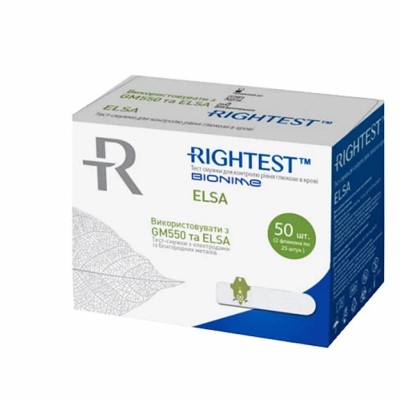 Тест-полоски Bionime Rightest ELSA для глюкометров №50 Тест-полоски Bionime Rightest ELSA для глюкометров №50