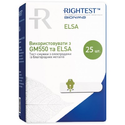 Тест-полоски Bionime Rightest ELSA для глюкометров №25 Тест-полоски Bionime Rightest ELSA для глюкометров №25