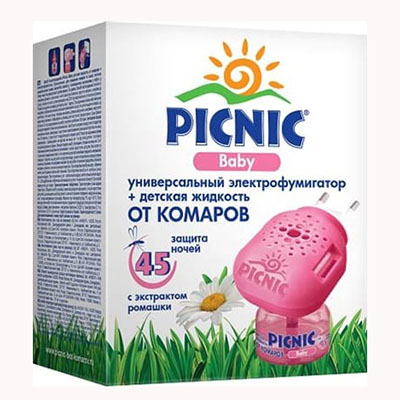 *Электрофумигатор PICNIC Baby ЭНФ-031Е+ жидкость от комаров 30мл 45ночей *Электрофумигатор PICNIC Baby ЭНФ-031Е+ жидкость от комаров 30мл 45ночей