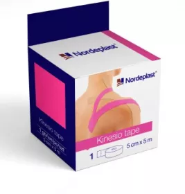 Пластир NORDEPLAST Кінезіо тейп медичний 5см*5м рожевий