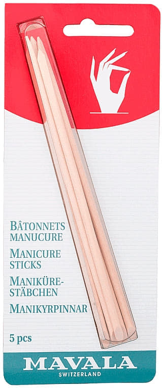 *Mavala90613 Палочки д/маникюра деревян.на блистере (5шт) Manicure Sticks