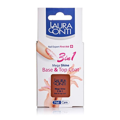 *Засіб Laura Conti Сила міцності та Мега-блиск база і верхній шар для нігтів
