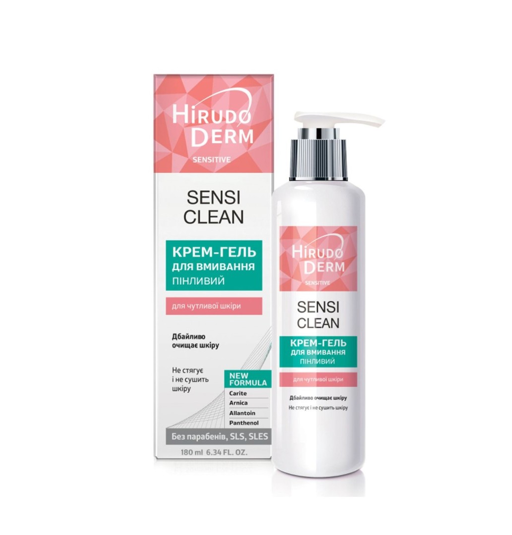 Крем-гель Hirudo Derm Sensitive Sensi Clean Пенящийся для умывания 180 мл Крем-гель Hirudo Derm Sensitive Sensi Clean Пенящийся для умывания 180 мл