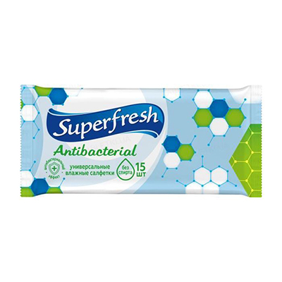 Салфетка Super Fresh влажная Антибактериальная №15 Салфетка Super Fresh влажная Антибактериальная №15
