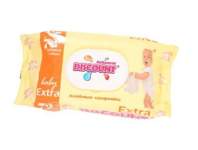 Вологі серветки Discount Extra для дітей з екстрактом календули та вітаміном Е ( 72 шт.) з клапаном