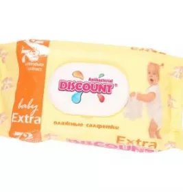 Вологі серветки Discount Extra для дітей з екстрактом календули та вітаміном Е ( 72 шт.) з клапаном
