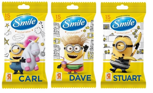 *Салфетка Smile влажная Minions MIX limited edition №15 *Салфетка Smile влажная Minions MIX limited edition №15