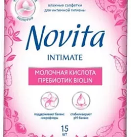 Серветка Novita Волога Intimate Пребіотик біолін з єврослотом №15