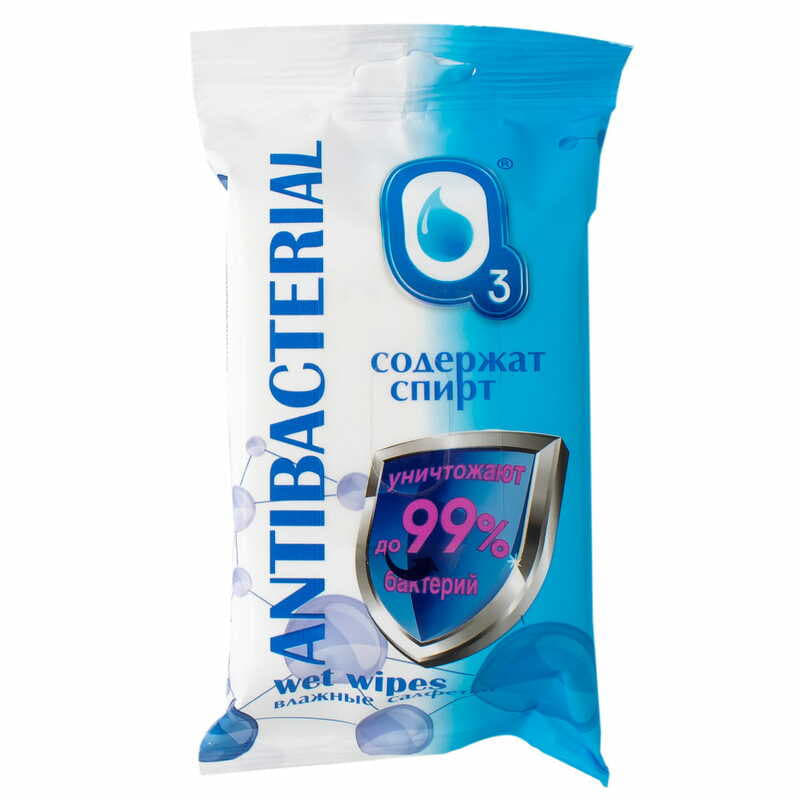 *Вологі серветки O3 антибактеріальні зі спиртом №15