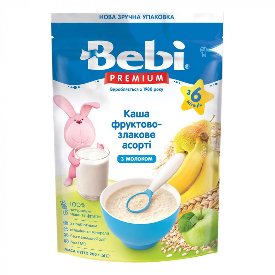 Каша Bebi Премиум молочная Фруктово-злак. ассорти с 6 мес 200г Каша Bebi Премиум молочная Фруктово-злак. ассорти с 6 мес 200г
