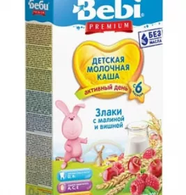 *Каша БЕБІ Преміум01 Злаки з малиною та вишнею 200г