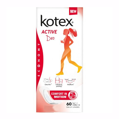 Прокладки Kotex Щоденні Deo Active Extra Thin Liners №60