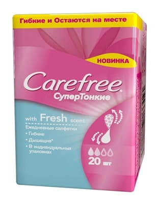 *Прокладки Carefree Ежедневные with Fresh scent супертонкие №20 *Прокладки Carefree Ежедневные with Fresh scent супертонкие №20