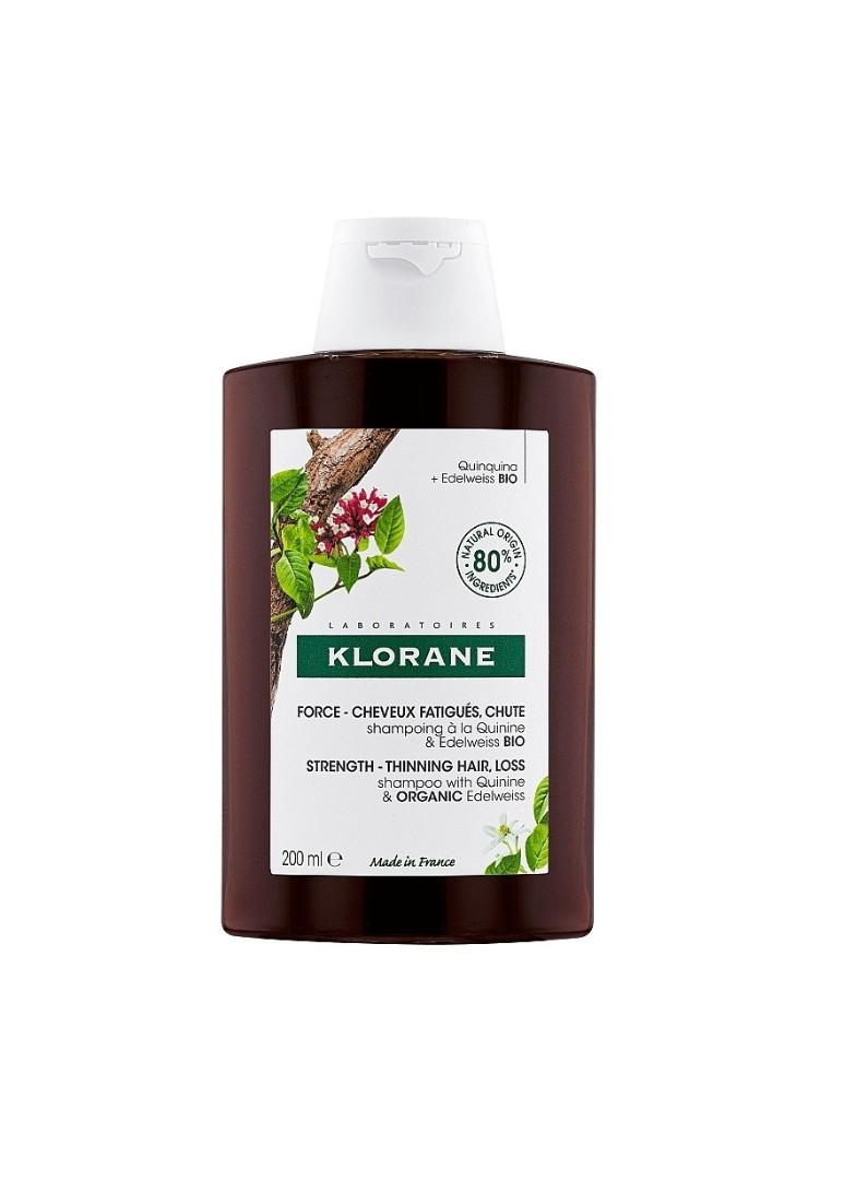Шампунь Klorane зміцнюючий з хініном та Едельвейсом БИО проти випадіння волосся 200 мл