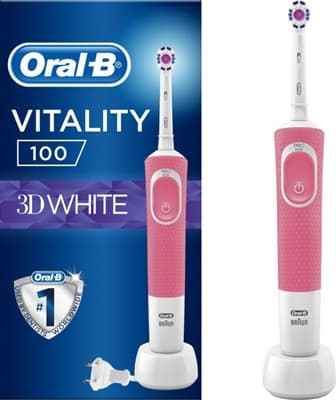 Зубна щітка ORAL_B Vitality D100.413.1 PRO 3D White тип 3710 Pink електрична