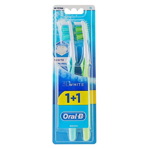 Зубна щітка  ORAL-B 3D White 40 средн 1+1 безкоштовно