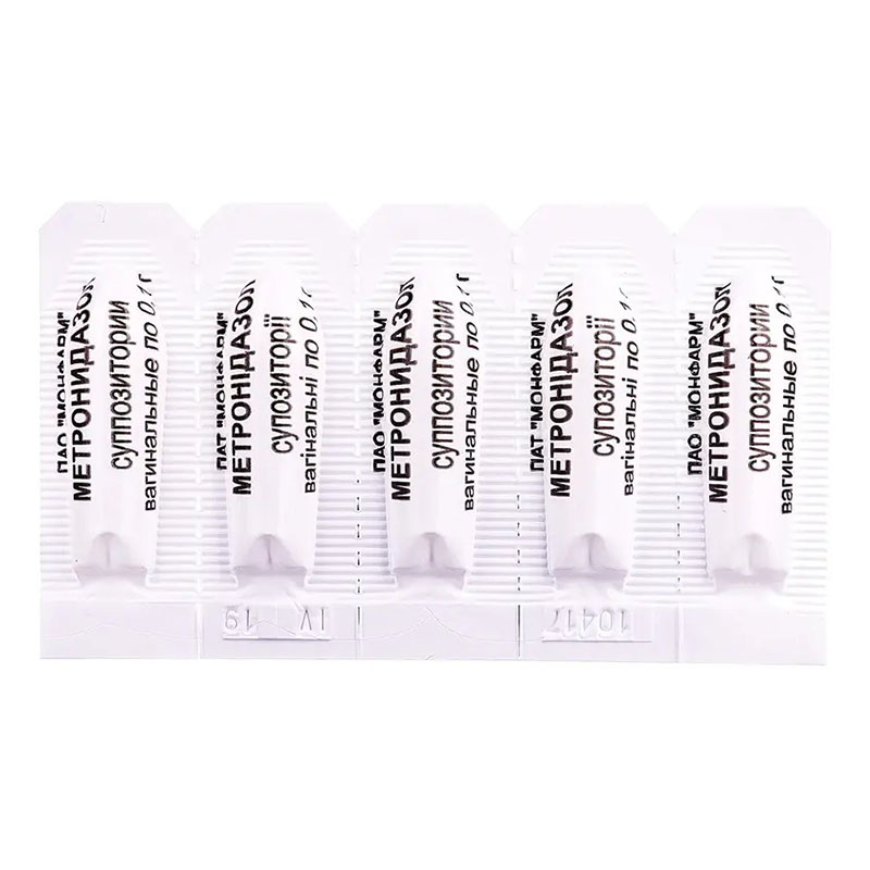 Метронідазол свічки по 0,1 г 10 шт. (5х2)